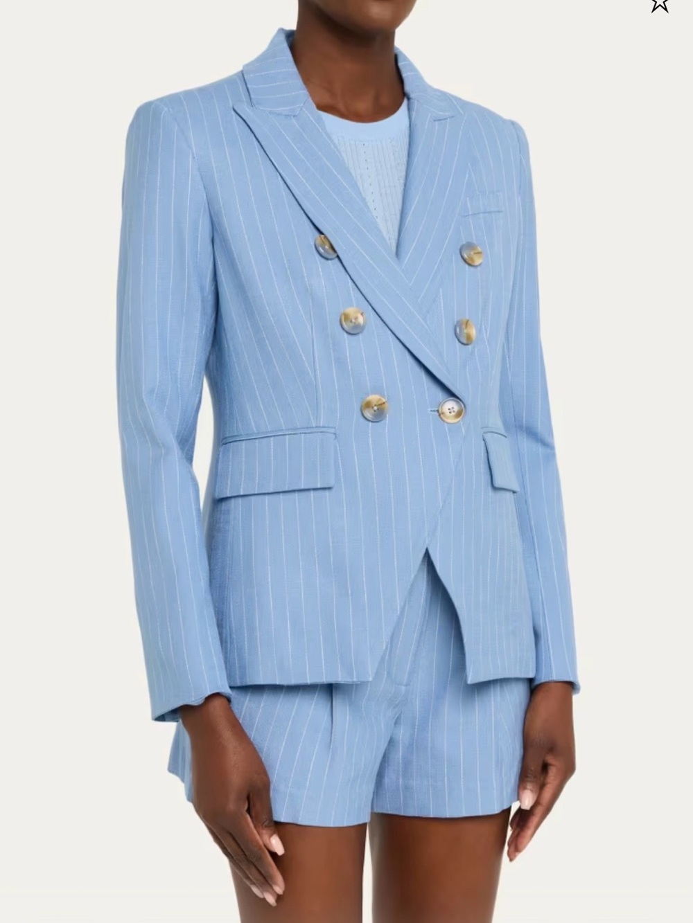 Veronica Beard Sky Blue Pinstripe Double-Breasted Miller Dickey Jacket Size 8